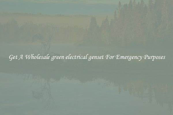 Get A Wholesale green electrical genset For Emergency Purposes