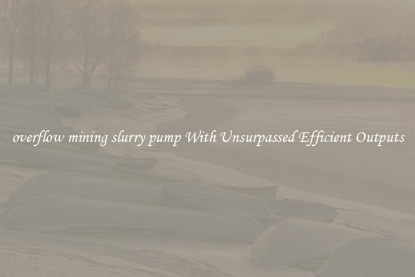 overflow mining slurry pump With Unsurpassed Efficient Outputs