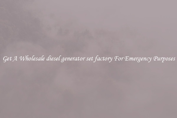 Get A Wholesale diesel generator set factory For Emergency Purposes