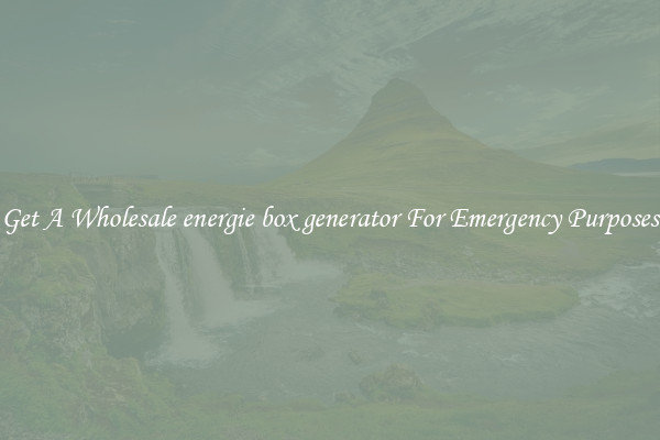 Get A Wholesale energie box generator For Emergency Purposes